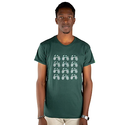Männer T-Shirt mit Brustprint aus Bio-Baumwolle BAISIKELI Dunkelgrün Made in Kenya
