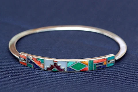 Silberschmuck, Armreif, Einlegearbeit